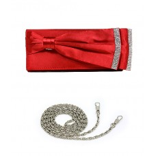 Evening Bag - 12 PCS - Double Layer Bow w/ Linear Studs - Red - BG-92206R